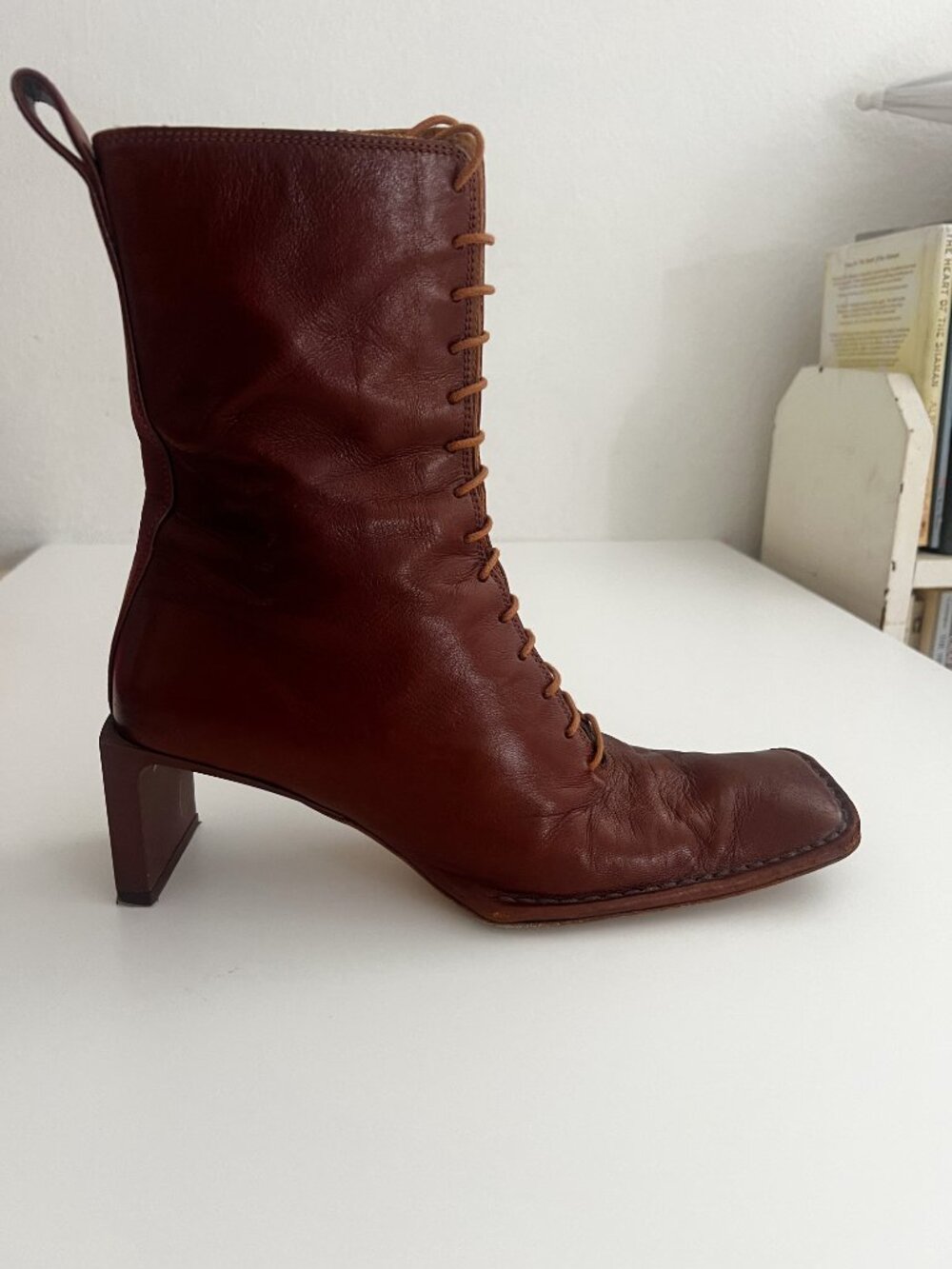 Miista Dionne Brown Leather Lace-Up Boots Size 37 - Picture 5 of 10